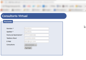 Captura de pantalla del Consultorio Virtual, primera versión de Fimedi